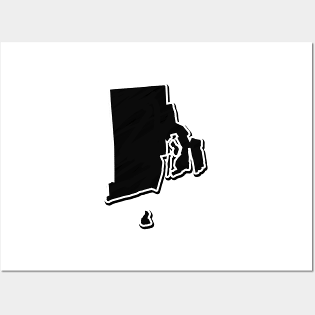 Black Rhode Island Outline Wall Art by Mookle